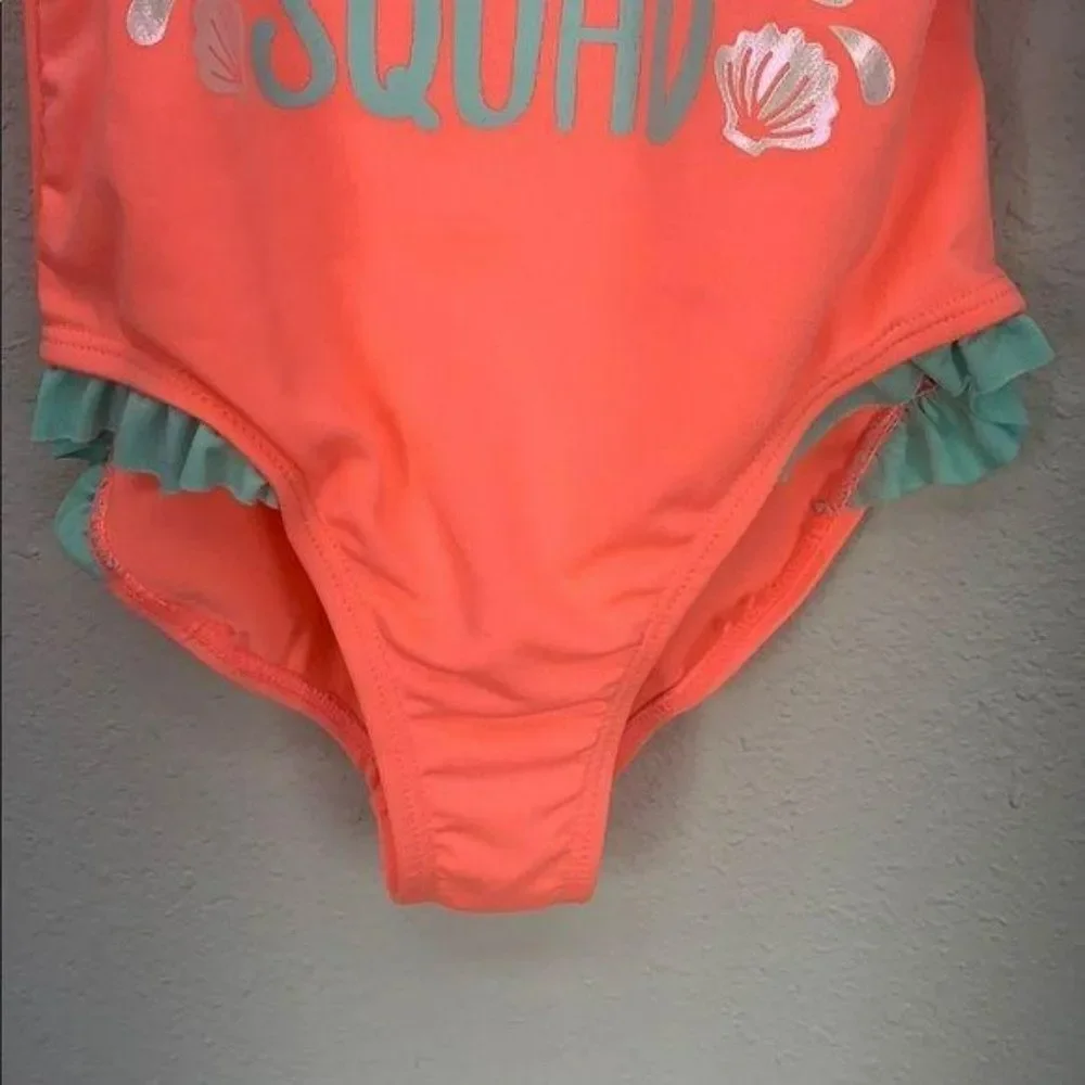 Candy Girl Mermaid Squad One Piece Small Bathing suit orange teal coral Swimsuit